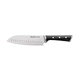 Tefal Ice Force K23206 Santoku Messer | 18cm | Korrosionsschutz | Handschutz | Edelstahl | Edelstahl/Schwarz