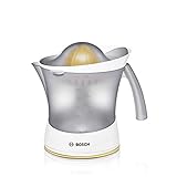 Bosch Zitruspresse VitaPress MCP3500N, Universal-Presskegel für kleine und große Früchte, Fruchtfleisch-Regulierung, hohe Saftausbeute, 0,8l Saftbehälter, spülmaschinengeeignet, 25 W, weiß/gelb
