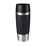 Emsa Travel Mug, Mug isotherme, 360ml, 100% sûr, 100% hermétique, Base antidérapante, Boissons chaudes et froides, Bonne prise en main, Noir 513361