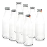 Flaschenbauer - 8 Leere Glasflaschen 1l inkl. Twist-Off-Schraubdeckeln TO48 in weiß - Glasflasche 1 Liter (Weithalsflasche) geeignet als Milchflasche 1l, Saftflasche, Smoothie Flasche