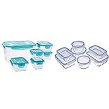Amazon Basics - Frischhaltedosen aus Glas für Lebensmittel, mit Deckel, 14 -teiliges set (7 Behälter + 7 Deckel), BPA-freie & 6 pcs Food Storage Set
