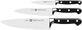 ZWILLING Professional S Messer-Set, 3-teilig (Spick-/Garniermesser 10 cm, Fleischmesser 16 cm, Kochmesser 20 cm), Rostfreier Spezialstahl/Kunststoff-Griff mit Nieten, Schwarz