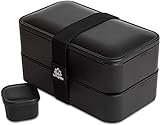 UMAMI Bento Box für Erwachsene/Kinder, neue Premium Edition, 1 Soßentöpfe & 4 Bestecke, Lunch Box für Männer/Frauen, 2 Meal Prep Containers, Mikrowelle, Spülmaschinen, Gefrierschrank-sicher, BPA frei