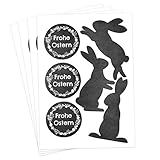 Papierdrachen 24 Oster Aufkleber zum Basteln und Dekorieren - Motiv Schwarze Osterhasen & Frohe Ostern - Sticker Nr 1 - Ostern 2023