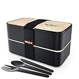 VALELA Lunchbox -Praktische Bento Box für den Transport von Mahlzeiten - Design Brotdose für die Schule und Arbeit für Kinder & Erwachsene - 3 teiligem Besteck+ E-Book