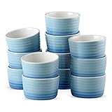 MALACASA, Serie Ramekin.Dish, 12 tlg Set, 10 X 10 X 6 cm Porzellan Muffin Cupcake Back Auflaufformen Mini Souffléförmchen Muffinförmchen Farbverlauf blau