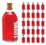 casavetro 100 ml Mini Glasflaschen mit Korken 25 st, kleine Flaschen zum befüllen Mini-TR Glasflasche klar Likörflaschen (25 x 100 ml)