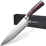 PAUDIN Kochmesser, Klingenlänge 20 cm Profi Küchenmesser Messer Chefmesser Allzweckmesser aus hochwertigem Carbon Edelstahl, Extra Scharfe Messerklinge mit ergonomischer Griff