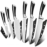 FEUERSTEIN Küchenmesser Set 6-Tlg / Extrem Scharfe Kochmesser, Profi Messer aus Hochwertigem Edelstahl / Premium Messerset, Schwarz