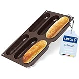 Lurch 85082 FlexiForm Hotdog Buns 6-Fach / Backform für 6 Hot Dog Brötchen aus 100% BPA-freiem Platin Silikon, Braun, 3 x 30 x 17 cm