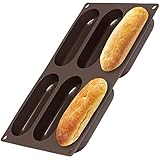 Lurch 85082 FlexiForm Hotdog Buns 6-Fach / Backform für 6 Hot Dog Brötchen aus 100% BPA-freiem Platin Silikon, Braun, 3 x 30 x 17 cm