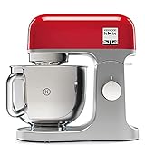 Kenwood kMix KMX750RD Küchenmaschine, 5 l Edelstahl Schüssel, Safe-Use-Sicherheitssystem, Metallgehäuse, 1000 Watt, inkl. 3-Teiligem Patisserie-Set und Spritzschutz, Rot