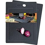 Moritz & Moritz 2x Schneidebrett Kunststoff - 36 x 27,5 cm - BPA frei - Küchenbretter Granitoptik - Cutting Board mit Antirutschfüßen, Eingriffsöffnung - mit Saftrille