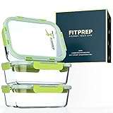 FITPREP® Frischhaltedosen aus Glas 6 teiliges Set [3 Meal Prep Boxen + 3 Deckel ] Premium Vorratsdosen mit Lifetime Lasting Deckel - 880 ml - perfekte Größe für Meal Prep