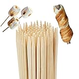 Relaxdays Stockbrot Spieße aus Bambus, 100er Set, 90 cm Lange Marshmallowspieße, Lagerfeuer, Grillspieße Ø 8 mm, Natur