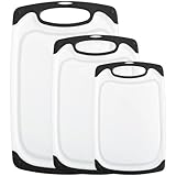 Premium Schneidebrett,3 Stück Schneidebrett Set,Schneidebretter Kunststoff Antibakteriell, kein BPA,Anti-Rutsch,Saftrille und Griff, Spülmaschinenfestes, Frühstücksbrettchen