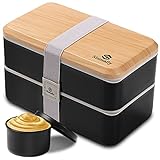Bento Box Japanisch,Lunchbox mit Fächern,Butterbrotdose Vesperbox Erwachsene,Brotzeitbox mit Besteck Brotbox,Auslaufsicher Brotdose Essensbox Jausenbox mit Unterteilung,Frühstücksbox Vesperdose