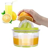 IZSUZEE Zitronenpresse, Zitruspresse 4 in 1 Orangenpresse Manuell, Saftpresse Orange mit Behälter 400ml, Zitronenpresse Hand Plastik, Citruspresse Limettenpresse, Entsafter Gemüse und Obst, MEHRWEG