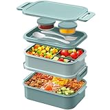 WayEee Lunchbox Erwachsene 2130ml Groß Volumen Bento Box Auslaufsicher Brotdose Erwachsene BPA Frei für Büro, Schule (Grün)