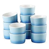 MALACASA, Serie Ramekin.Dish, 12 tlg Set, 10 X 10 X 6 cm Porzellan Muffin Cupcake Back Auflaufformen Mini Souffléförmchen Muffinförmchen Farbverlauf blau