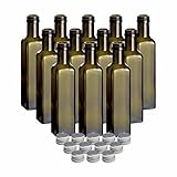 gouveo 12er Set Glasflaschen 250 ml Maraska Antik mit Schraubverschluss silberfarben - Leere Flasche 0,25 l zum Befüllen - Glasflasche für Likör, Schnaps, Öl, Essig