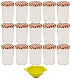 15 Marmeladengläser/Einmachgläser 440ml inkl. einem Einfüll-Trichter