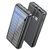 Rsesun Power Bank 26800mAh Solar,Tragbares Externe Handyakkus mit eingebautem USB-C und USB-Kabel,2 Ausgänge 2 Eingänge Solar Powerbank Outdoor,Kompatibel mit iPhone, Samsung, Huawei.Xiaomi