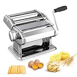 Nudelmaschine Pasta Maker Edelstahl Frische Manuell Pasta Walze Maschine Cutter mit Klemme für Spaghetti Nudeln Lasagne Bestes Pastamaschine Geschenk, Einfache Reinigung und Verwendung