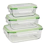 GOURMETmaxx Glas Frischhaltedosen Klick-it 3er Set | Hervorragend geeignet für Spülmaschine, Mikrowelle, Backofen und Gefrierschrank | Luftdicht & Auslaufsicher