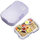 hombrima Lunchbox für Kinder, Bento Boxen, Lebensmittelaufbewahrungsbehälter mit 6 Fächern für Kinder, Erwachsene, Arbeit, Schule, geeignet für Mikrowelle und Geschirrspüler (Purple)