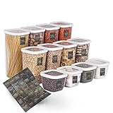 uandu Vorratsdosen mit Deckel Luftdicht Set, BPA frei, Aufbewahrungsbox mit Deckel Küche, Vorratsdosen-Sets, Vorratsdose Küchenorganizer, Vorratsbehälter Mehl Aufbewahrung Küche - 12 Mix-Weiß