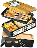 Umami All-in-1 1,2L Bento Lunchbox Erwachsene mit Besteck, 2 Saucenbehältern als Brotdosen Salat, Snack Bento Box, Auslaufsicher Brotdose Erwachsene, Inkl. Zubehör Brotdose mit Fächern für Meal Prep