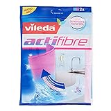 Vileda Actifaser Actifibre Allzwecktuch, 100 % Mikrofasertücher, hohe Saugfähigkeit und starke Reinigungskraft, Farben blau und lila, 2er Pack