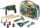 Theo Klein Bosch Werkzeugkoffer, groß | 16-teiliges Werkzeug-Set | Inkl. batteriebetriebenem Bohrer mit Licht und Sound | Maße: 32 cm x 8 cm x 29 cm | Spielzeug für Kinder ab 3 Jahren