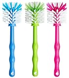 3er Pack Spülbürste für Mixbehälter - Reinigungsbürste perfekt geeignet zum Reinigen von Küchenmaschinen mit Mixbehältern, Standmixer, u.v.m. Zubehör Bürste (1x Blau/ 1x Grün/ 1x Pink)