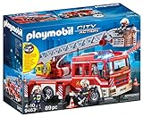 PLAYMOBIL City Action 9463 Feuerwehr-Leiterfahrzeug mit Licht und Sound, Ab 5 Jahren