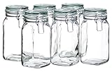 MÄSER 925341 Gothika, Einmachgläser 1,45 l, 6er Set, made in Germany, Vorratsgläser mit Deckel und Drahtbügel zum luftdichten Aufbewahren, Einkochen und Einlegen, Glas, transparent
