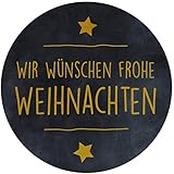 AVERY Zweckform 200 Aufkleber Frohe Weihnachten (Made in Germany, Ø38 mm, schwarze Weihnachtssticker goldene Schrift, selbstklebende Weihnachtsdeko Geschenke, Karten, Tüten) Sticker auf Rolle, 3846