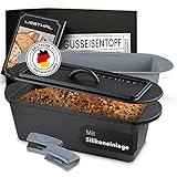 LIEBTHAL Brotbackform mit Deckel - Gusseisen Topf mit passgenauer Antihaft-Silikoneinlage - Bereits eingebrannter Gusseisen Topf Brot Backen 3.5 L - Kastenform Brotbackform zum Braten, Backen&Schmoren