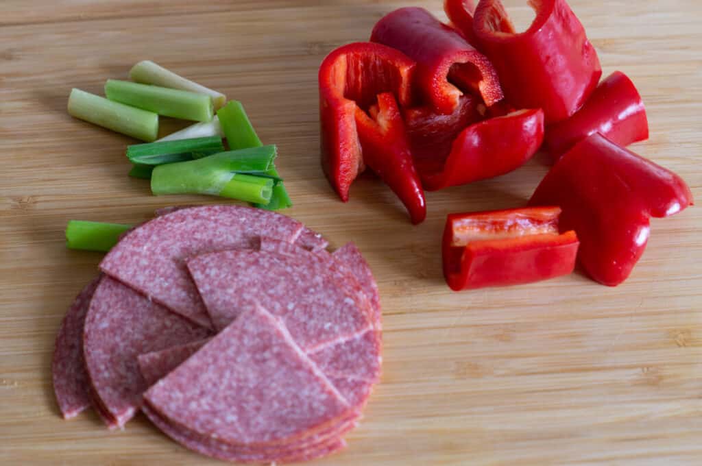 Pizzamuffins Thermomix®: 12 Stück, 35 Min, Joghurt-Teig 6 salami paprika fruehlingszwiebeln