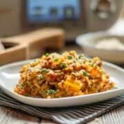 Deftiges Hackfleischrisotto aus dem Thermomix® mit Parmesan und Schnittlauch