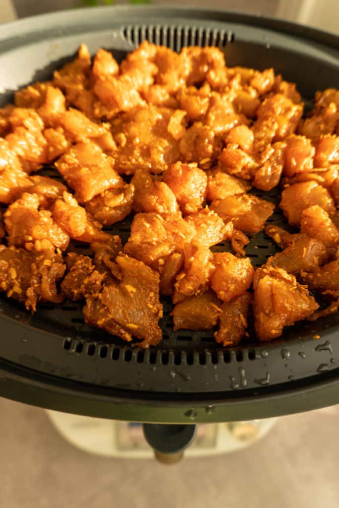 Tikka-Masala-Hähnchen mit Zucchininudeln aus dem Thermomix® 11 haehnchen fleisch im varoma des thermomix