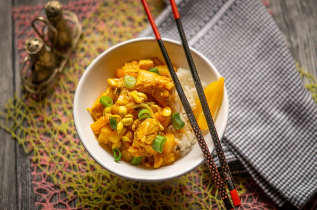 Asia Hähnchen süß-sauer Thermomix®: 1:1 Zucker zu Essig 14 Asia Haehnchen sueß sauer aus dem Thermomix