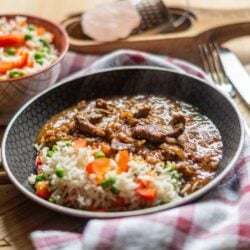 Zwiebelfleisch mit Gemüsereis aus dem Thermomix®