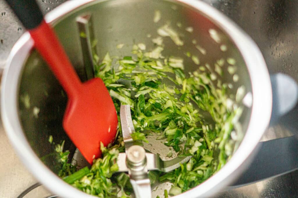 Hack Bresso Pasta Thermomix: 90 Grad Emulsion 10 fruehlingszwiebeln zerkleinern im thermomix