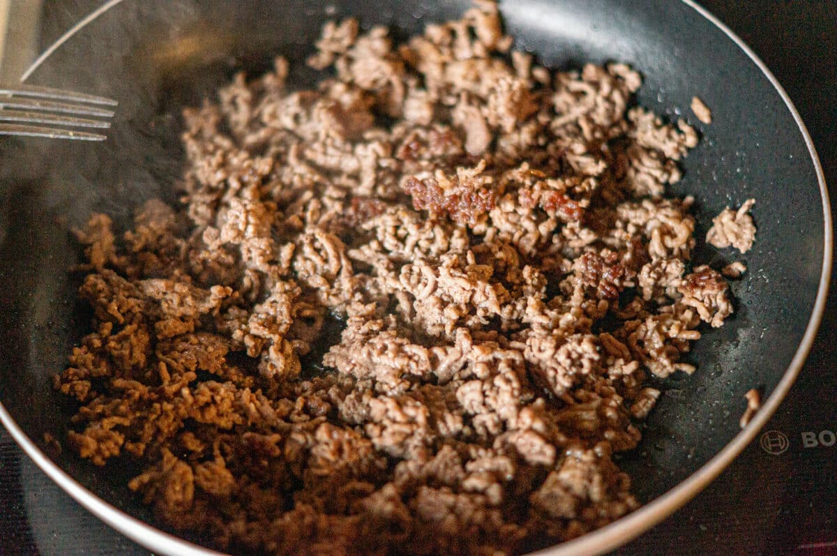 Hack Bresso Pasta Thermomix: 90 Grad Emulsion 2 Hackfleisch in der Pfanne anbraten