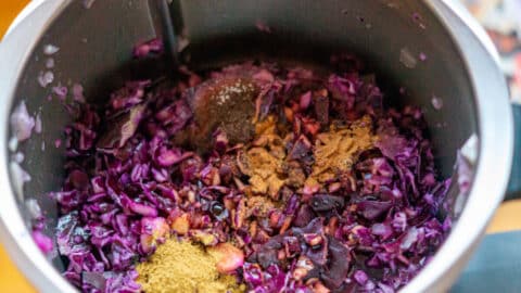 Apfelrotkohl mit Gewürzen im Mixtopf