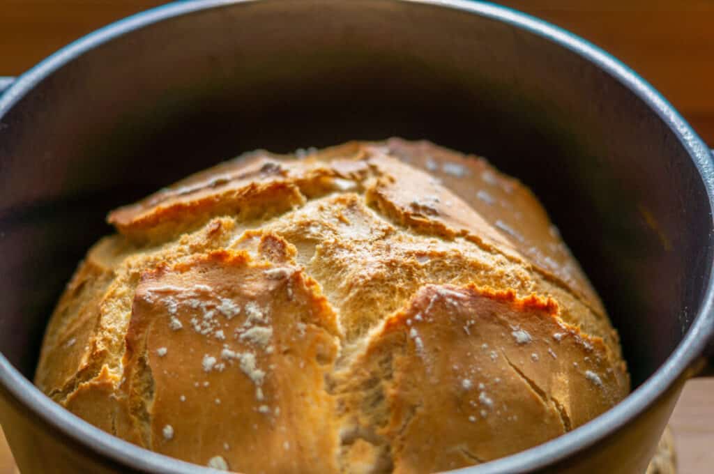 Französisches Brot 'Pain en cocotte facile' im Bräter aus dem Thermomix