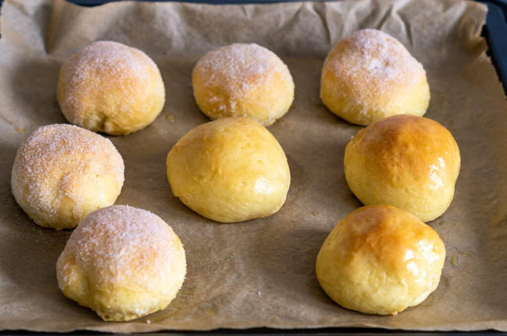 Ofenberliner mit 3 Füllungen aus dem Thermomix® 14 berliner butter zucker