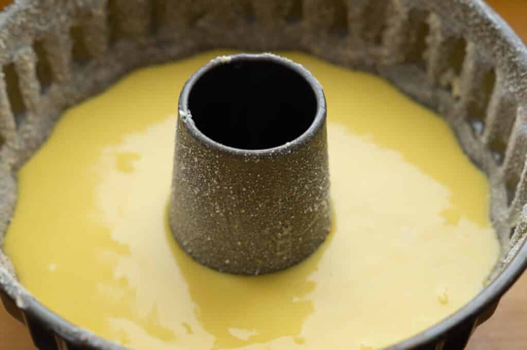 Paradiescreme Kuchen Thermomix®: saftig dank Pulver im Teig 9 teig in guglhupfform geben